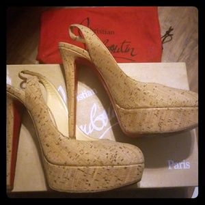Christian Louboutin Bianca Cork Platform Heels 38